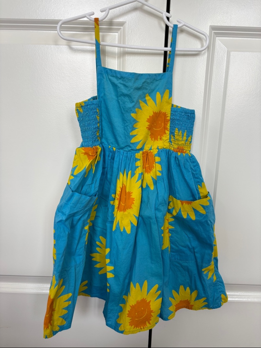 Stella McCartney Kids Blue Dress with Yellow Sunflower Print